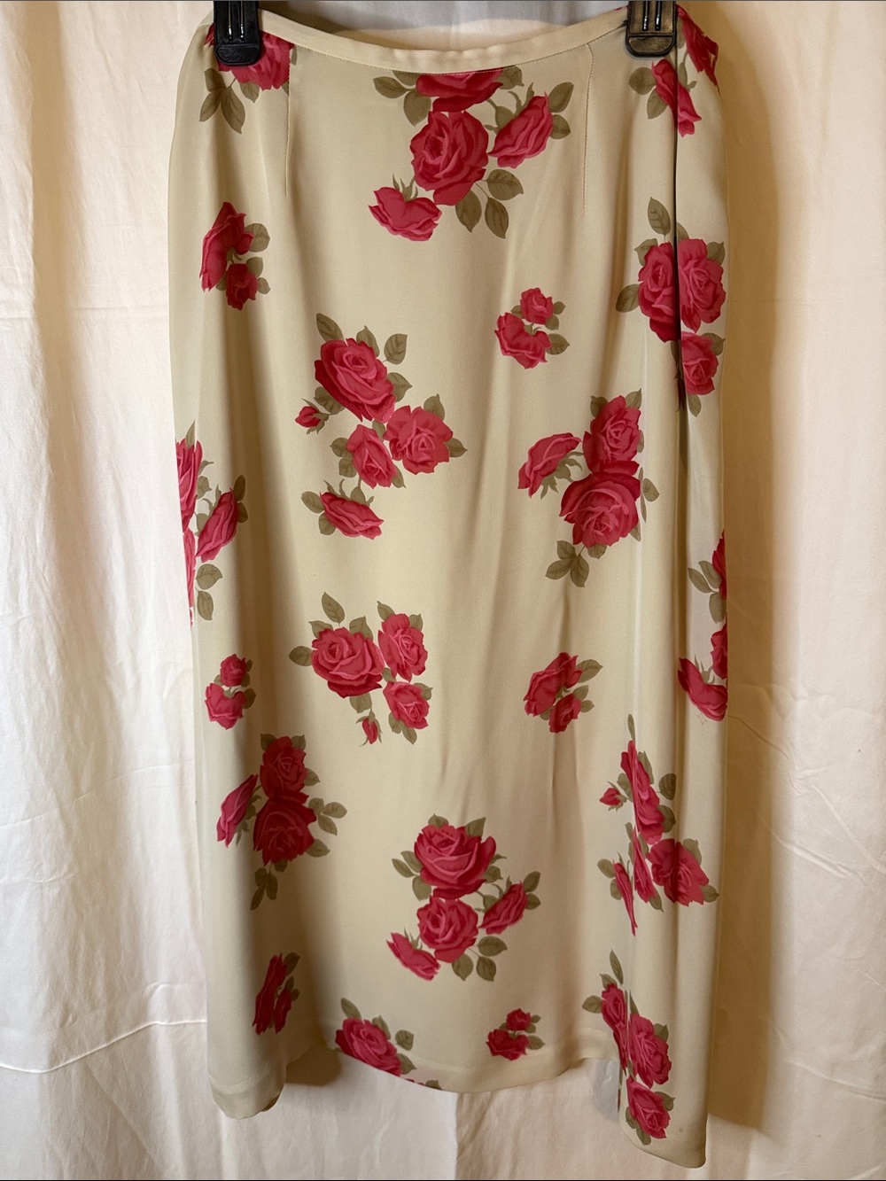 Rena Rowan Cream Midi Skirt with Pink Rose Print